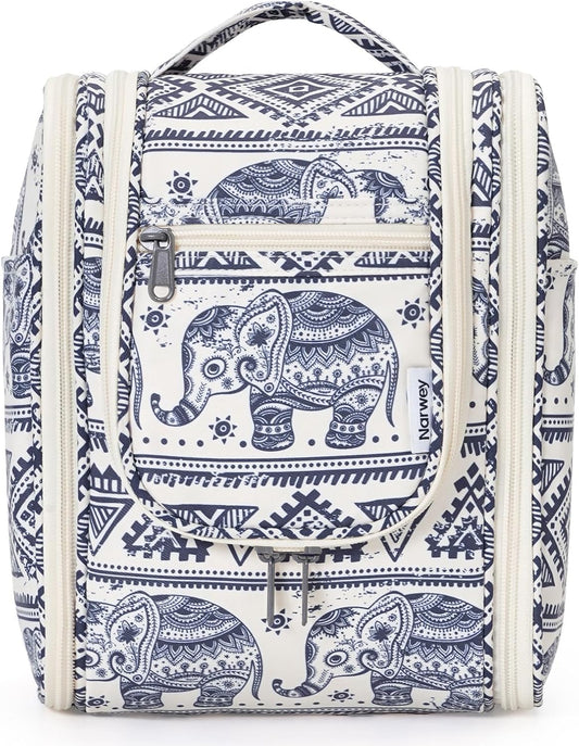 Small Hanging Toiletry Bag Women Travel Makeup Bag Organizer Toiletries Bag for Travel Size Essentials Accessories Cosmetics (Medium, Elephant)