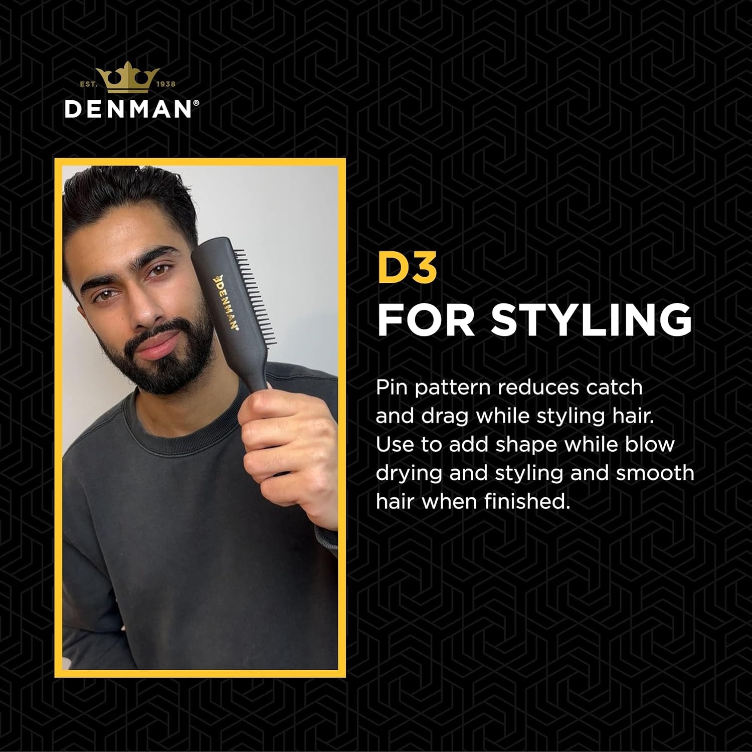D3 Original Curl Definer & Styler, Curly Hair Brush for Women & Men – 7 Row Detangling & Curl Defining Brush for Smooth Defined Curls - a Precision Styling Brush for Straight Hair