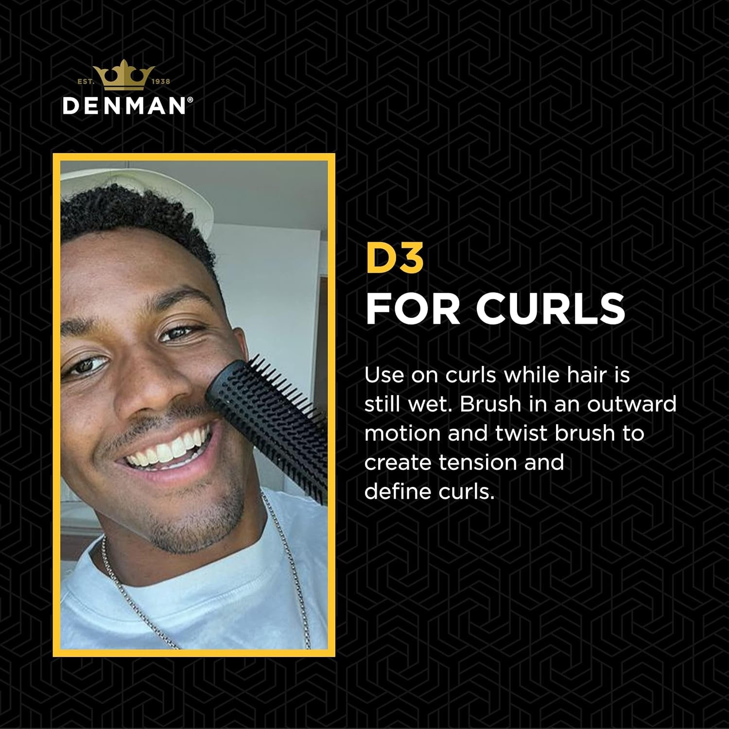 D3 Original Curl Definer & Styler, Curly Hair Brush for Women & Men – 7 Row Detangling & Curl Defining Brush for Smooth Defined Curls - a Precision Styling Brush for Straight Hair