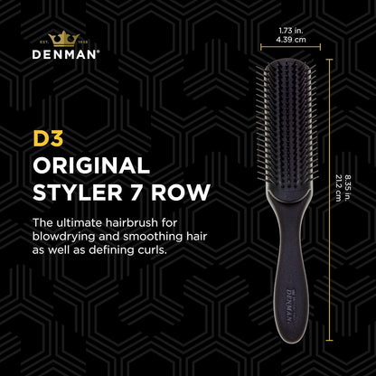 D3 Original Curl Definer & Styler, Curly Hair Brush for Women & Men – 7 Row Detangling & Curl Defining Brush for Smooth Defined Curls - a Precision Styling Brush for Straight Hair