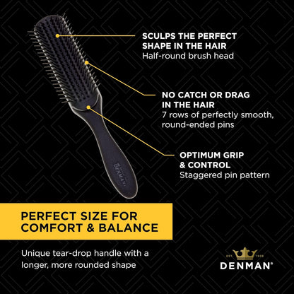 D3 Original Curl Definer & Styler, Curly Hair Brush for Women & Men – 7 Row Detangling & Curl Defining Brush for Smooth Defined Curls - a Precision Styling Brush for Straight Hair