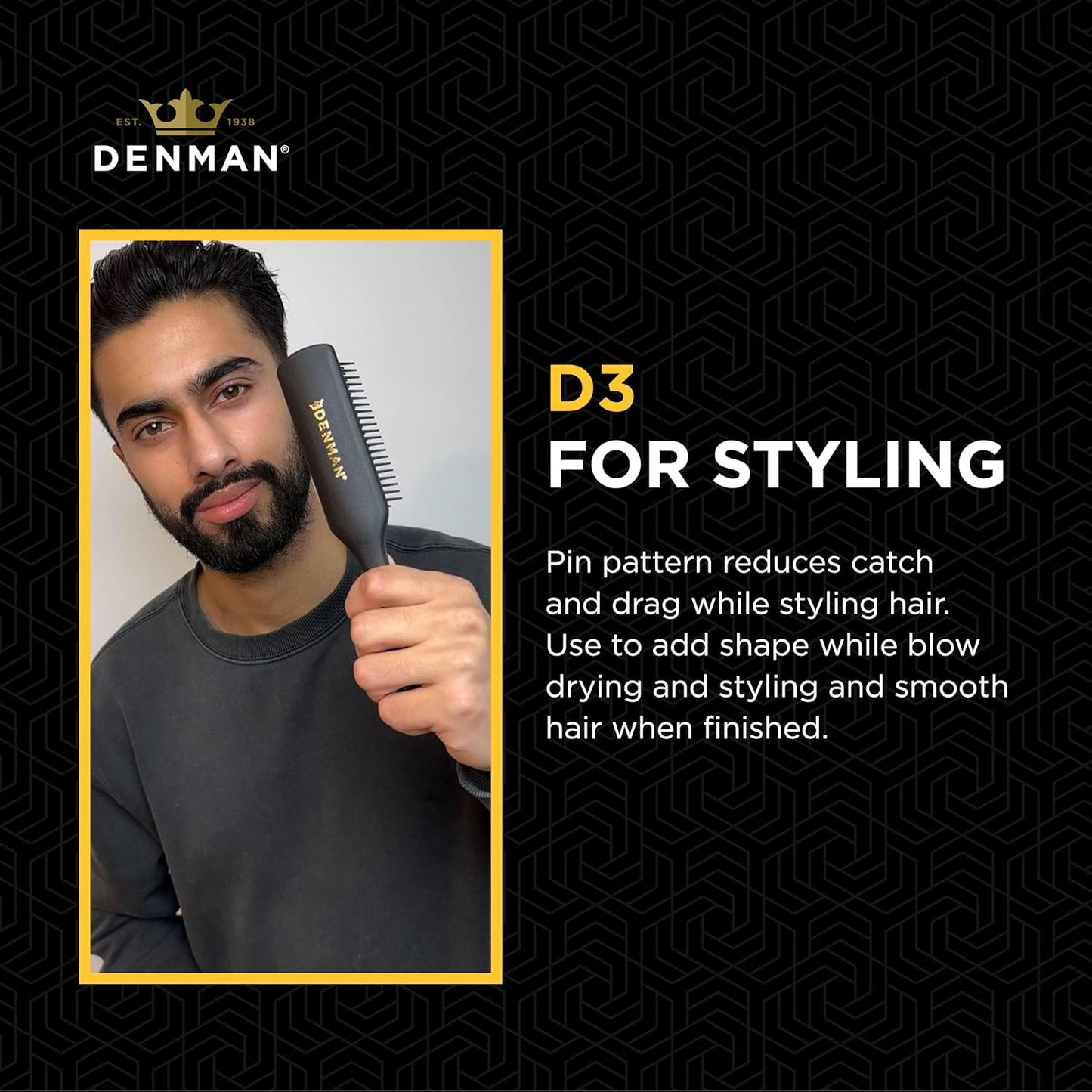 D3 Original Curl Definer & Styler, Curly Hair Brush for Women & Men – 7 Row Detangling & Curl Defining Brush for Smooth Defined Curls - a Precision Styling Brush for Straight Hair